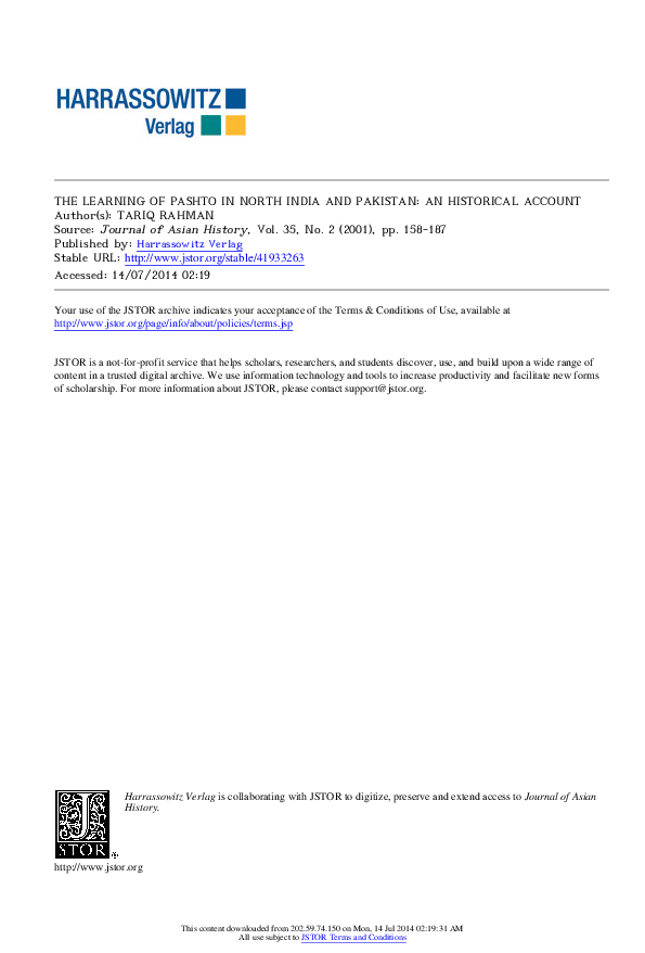 Pdf Learning Of Pashto In India
