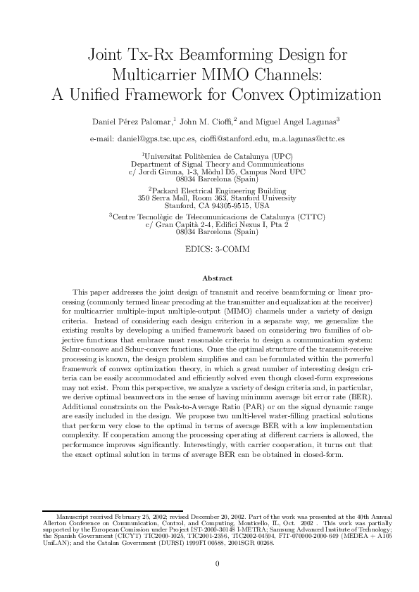 (PDF) Joint Tx-Rx beamforming design for multicarrier MIMO channels: a ...