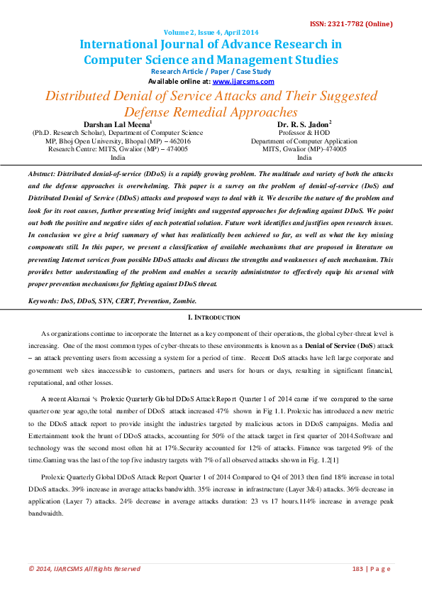Denial of service attacks, defences and research challenges | SpringerLink