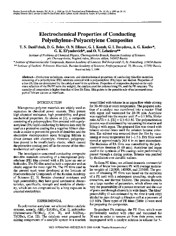 (PDF) Electrochemical Properties of Conducting Polyethylene ...