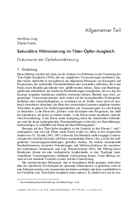 (PDF) Sekundäre Viktimisierung im TäterOpferAusgleich. Dokumente der