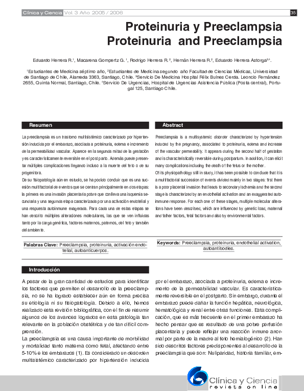 (PDF) Proteinuria y Preeclampsia Proteinuria and Preeclampsia Cynthya