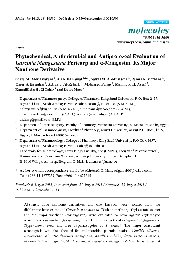 (PDF) Phytochemical, Antimicrobial and Antiprotozoal Evaluation of ...