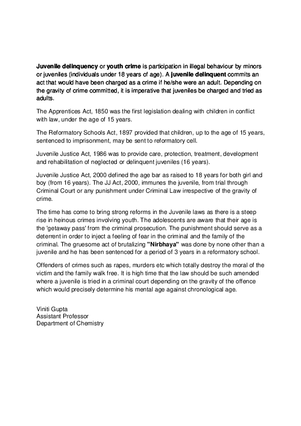 Causes of juvenile delinquency essay picture