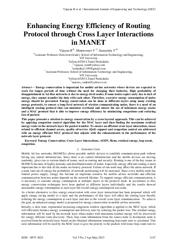 (PDF) Enhancing Energy Efficiency of Routing Protocol through Cross ...