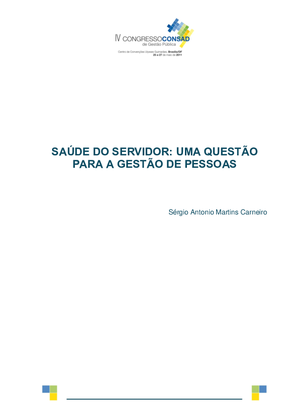 (PDF) SAÚDE DO SERVIDOR: UMA QUESTÃO PARA A GESTÃO DE PESSOAS