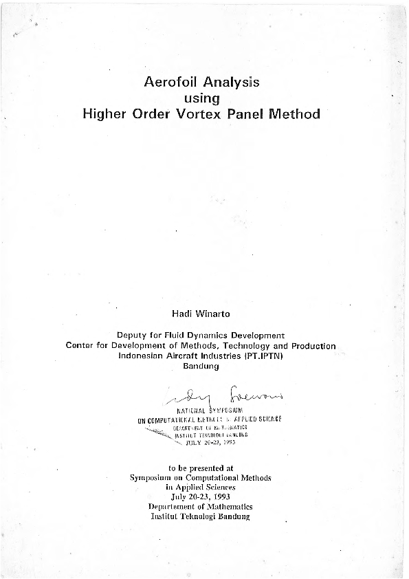 (PDF) Aerofoil Analysis using Higher Order Vortex Panel Method