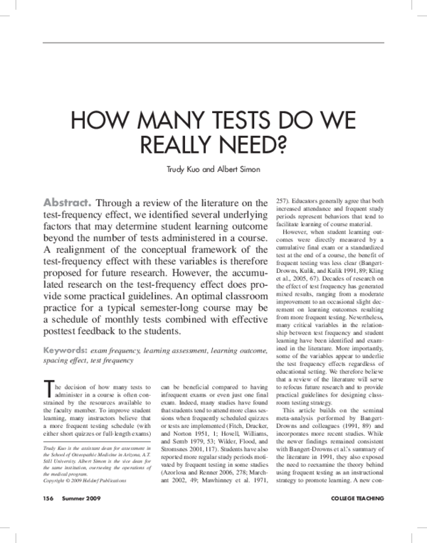 (PDF) How many Tests do we Really Need