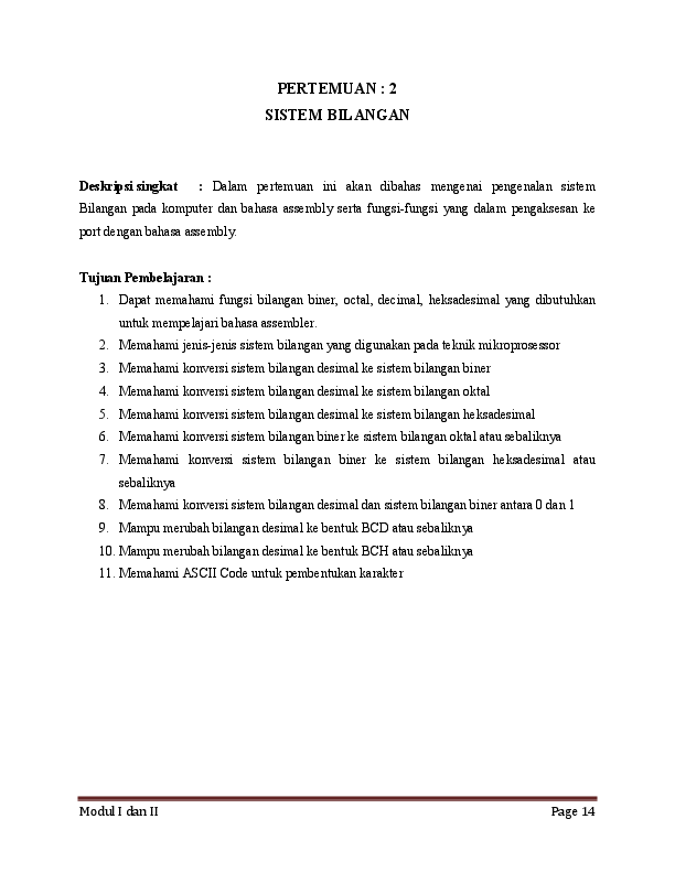 Pdf Modul I Dan Ii Pertemuan 2 Sistem Bilangan