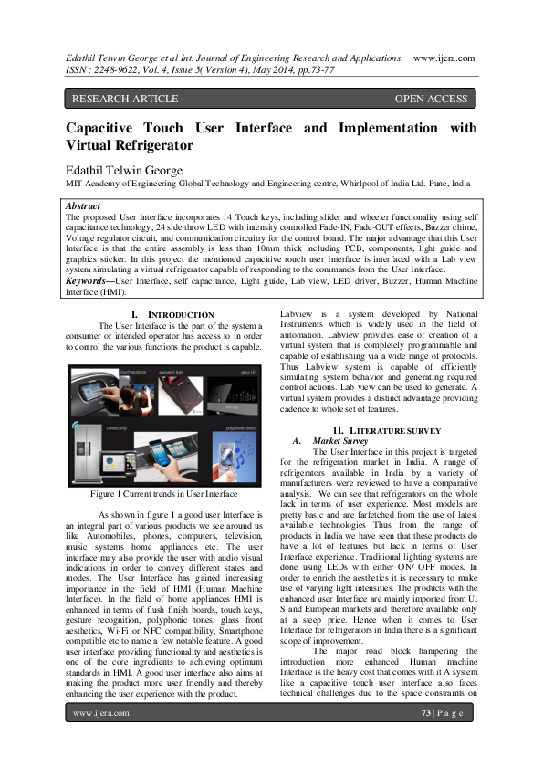 (PDF) Capacitive Touch User Interface and Implementation with Virtual ...