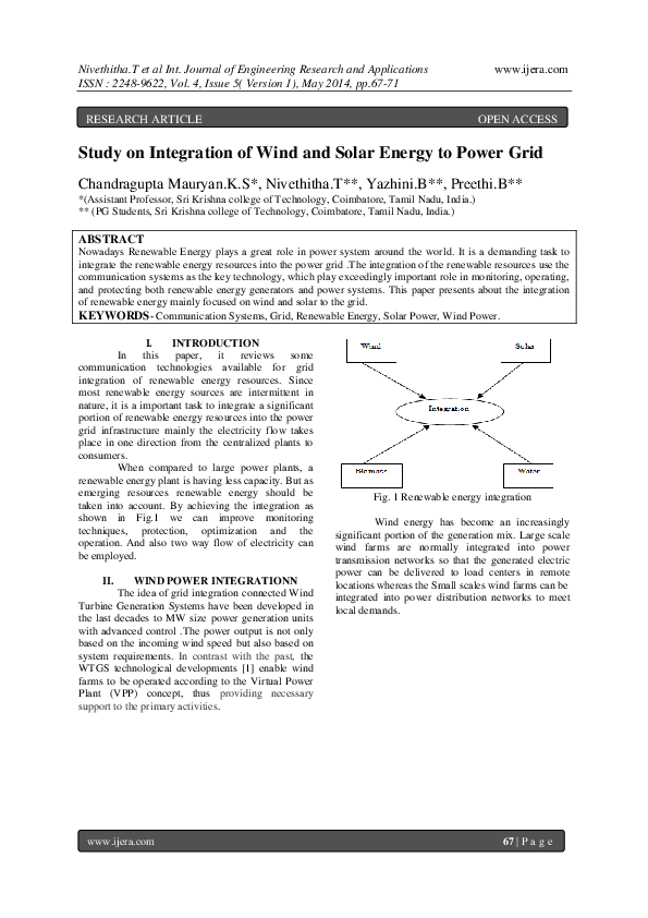 (PDF) Study on Integration of Wind and Solar Energy to Power Grid
