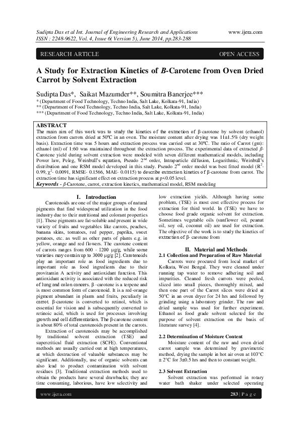 (PDF) A Study for Extraction Kinetics of Β-Carotene from Oven Dried ...