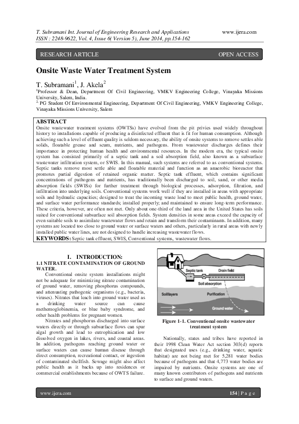 (PDF) Onsite Waste Water Treatment System IJERA Journal Academia.edu