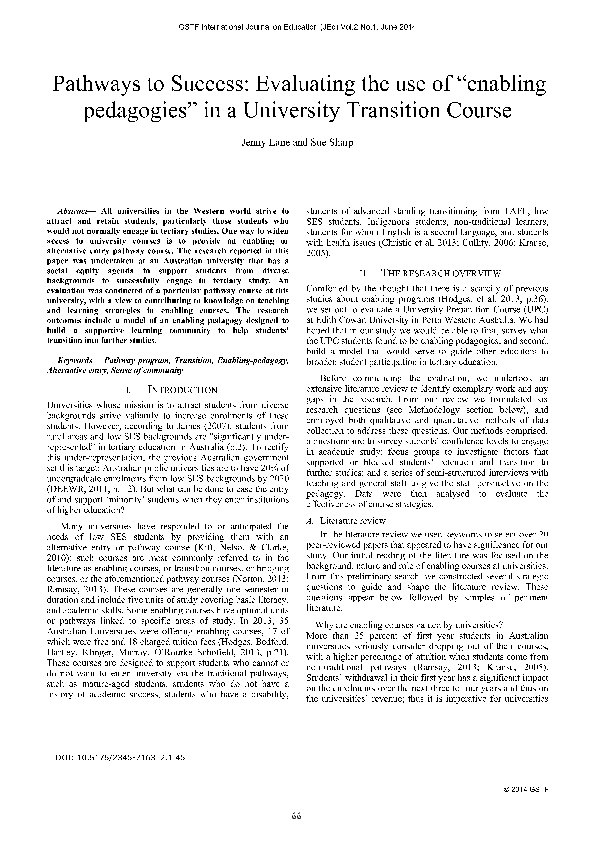 (PDF) Pathways to Success: Evaluating the use of "enabling pedagogies ...