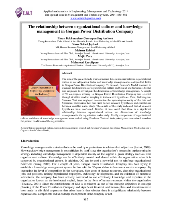 (PDF) The relationship between organizational culture and knowledge ...