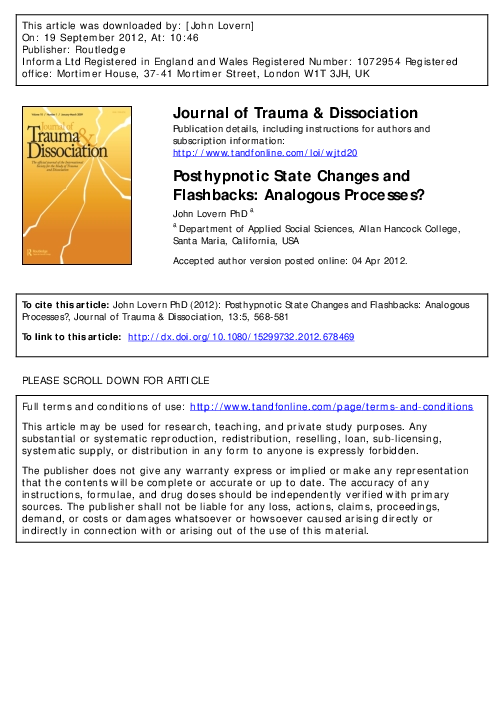 (PDF) Posthypnotic State Changes and Flashbacks: Analogous Processes