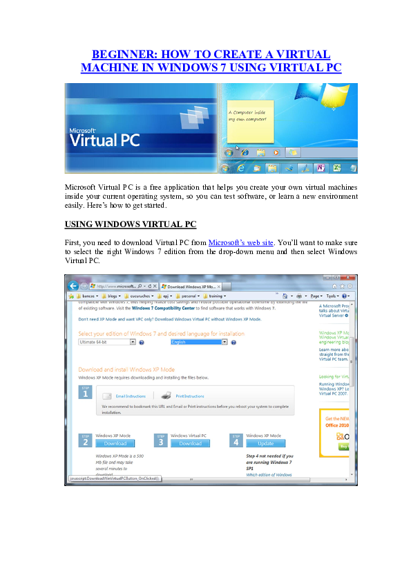  PDF BEGINNER HOW TO CREATE A VIRTUAL MACHINE IN WINDOWS 7 USING