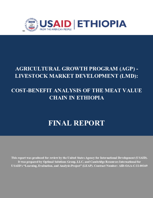 (PDF) AGP LMD: Cost-Benefit Analysis of the Meat Value Chain in Ethiopia