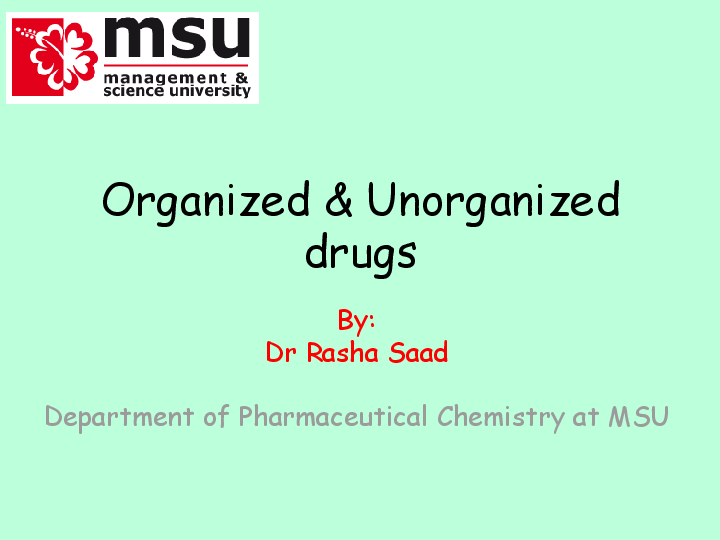 (PDF) Organized & drugs Rasha S Suliman Academia.edu