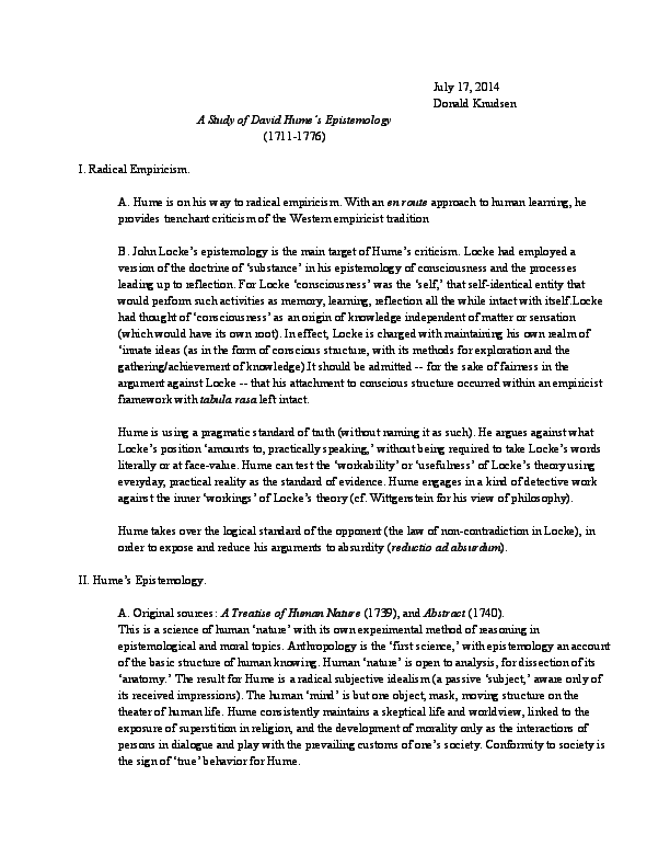 (PDF) A Study of David Hume’s Epistemology Donald Knudsen Academia.edu