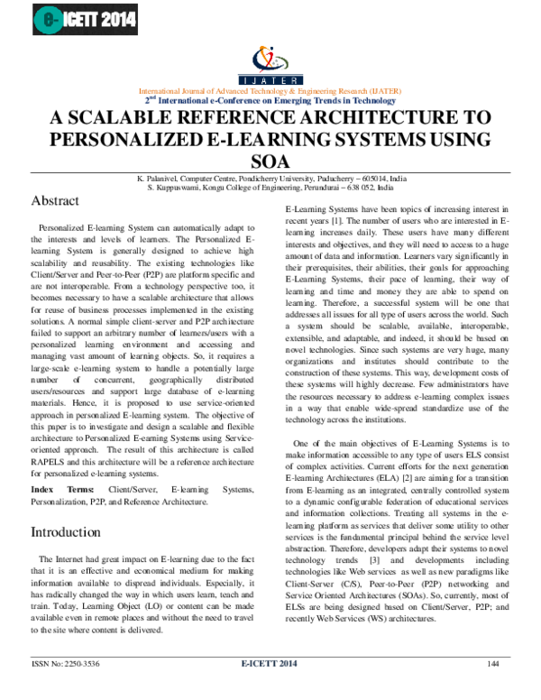 (PDF) A SCALABLE REFERENCE ARCHITECTURE TO PERSONALIZED E-LEARNING ...