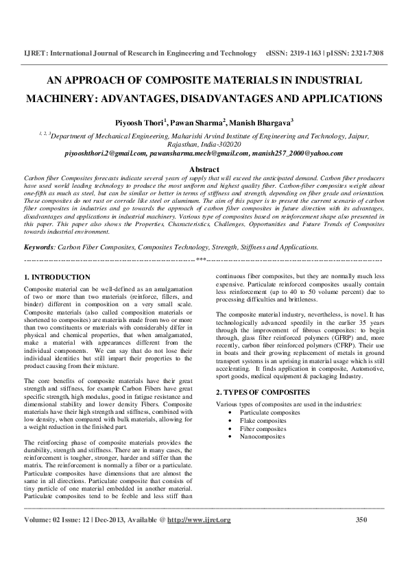 (PDF) AN APPROACH OF COMPOSITE MATERIALS IN INDUSTRIAL MACHINERY