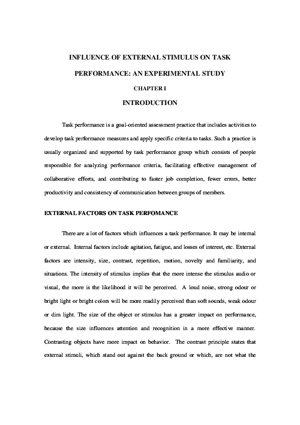 (PDF) INFLUENCE OF EXTERNAL STIMULUS ON TASK PERFORMANCE: AN ...