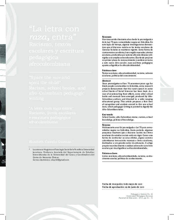 (PDF) “La letra con raza, entra”. Racismo, textos escolares y escritura ...
