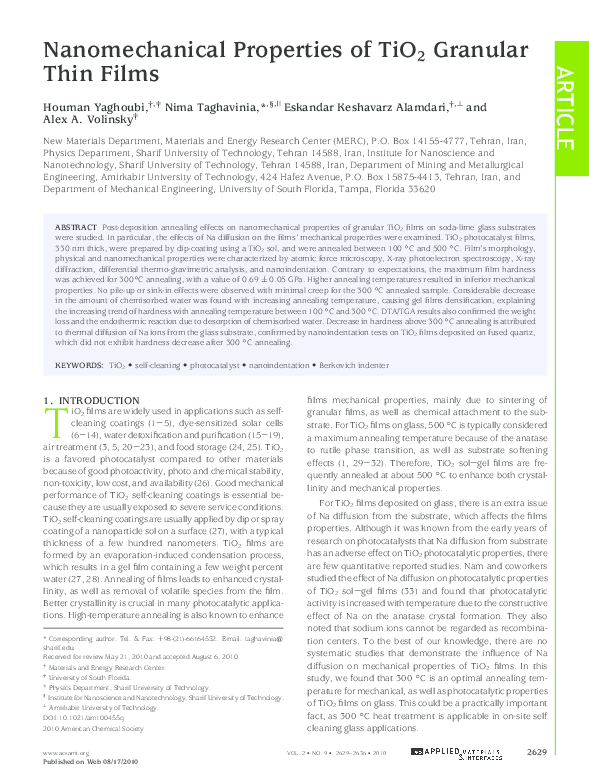 Nanomechanical properties of TiO2 granular thin films