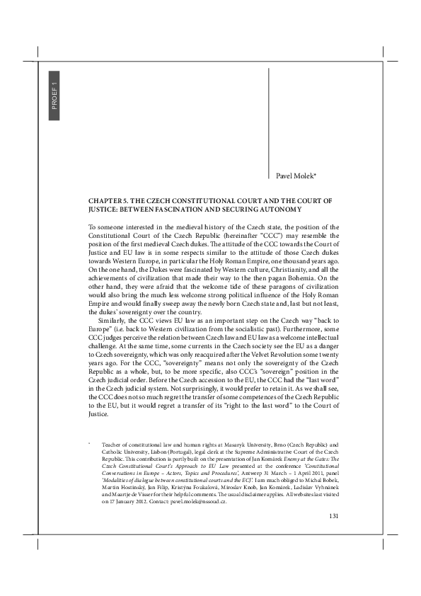 (PDF) Czech Constitutional Court vs. CJEU Autonomy