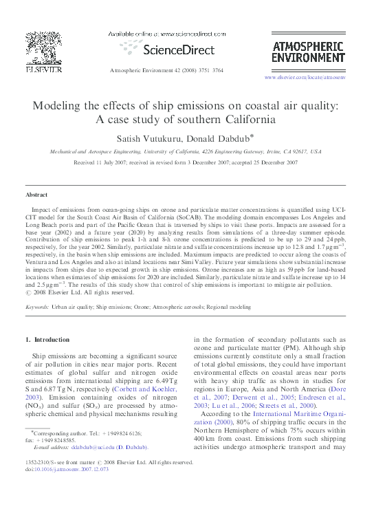 (PDF) Modeling the effects of ship emissions on coastal air quality: A ...