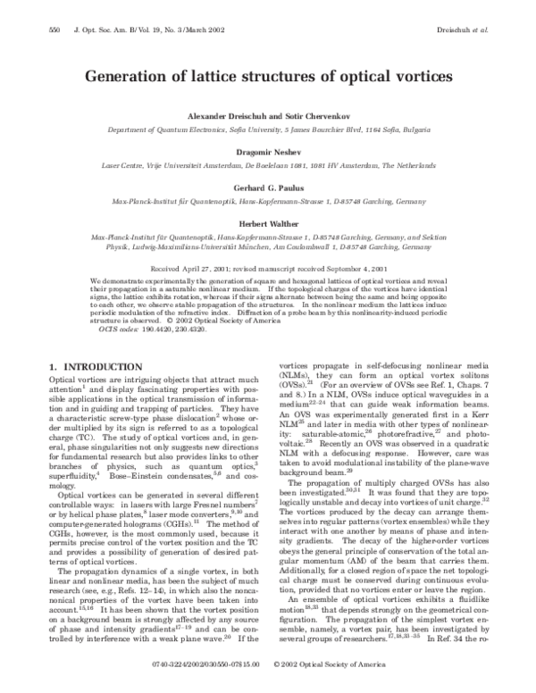(PDF) Generation of lattice structures of optical vortices