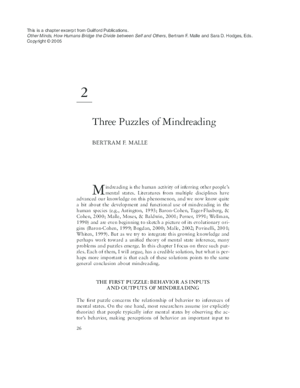 (PDF) Three puzzles of mindreading (2005)
