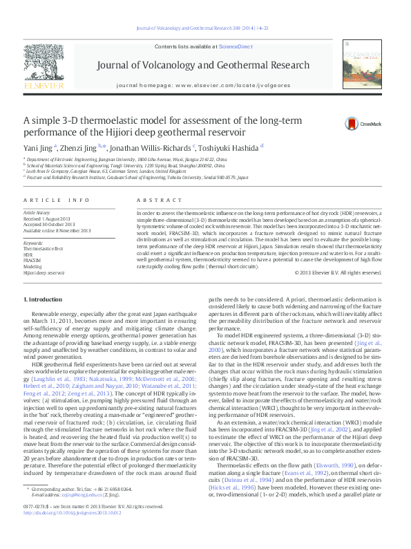 (PDF) A simple 3-D thermoelastic model for assessment of the long-term ...