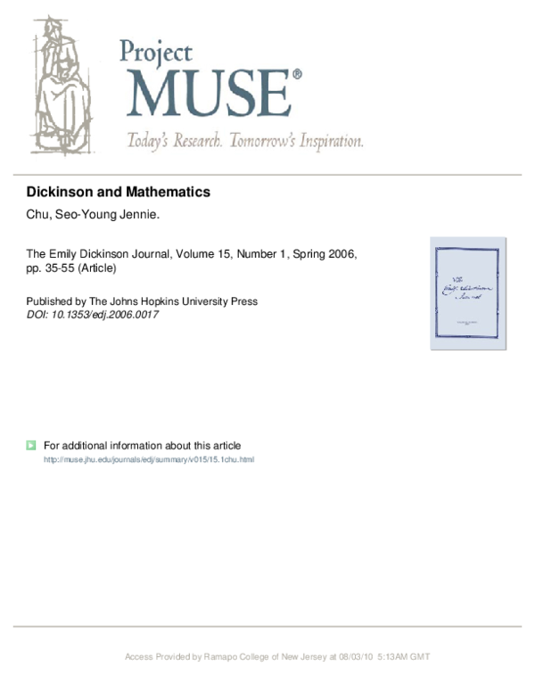 Dickinson and Mathematics SeoYoung Chu Academia.edu