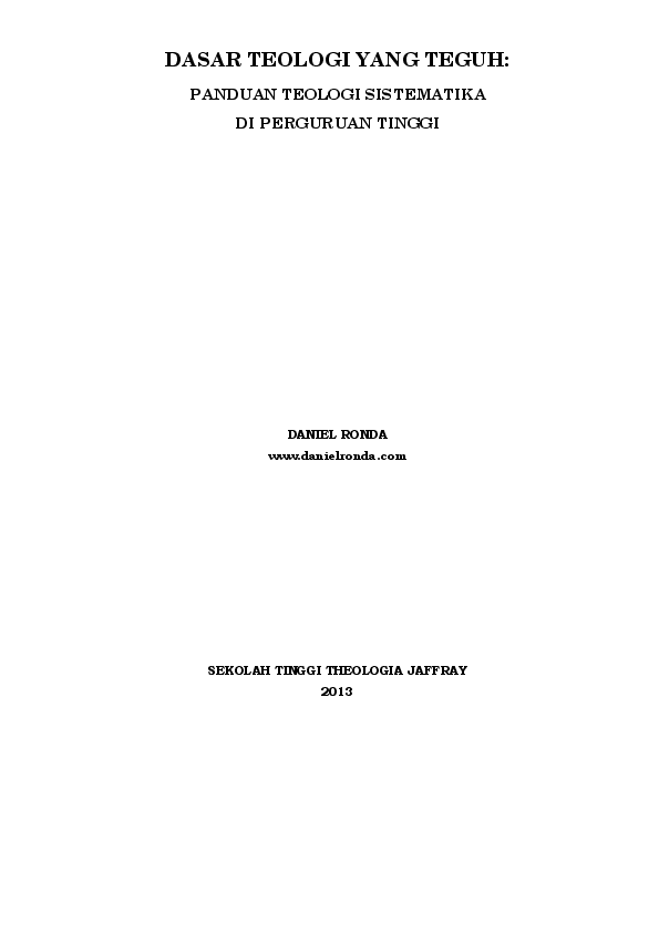 Pdf Dasar Teologi Yang Teguh Preview Stt Jaffray Academia Edu