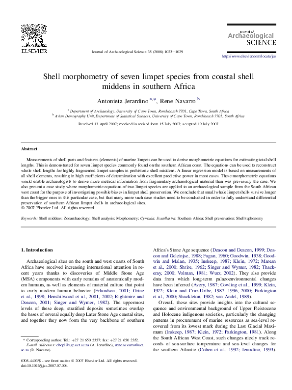 (PDF) Shell morphometry of seven limpet species from coastal shell ...