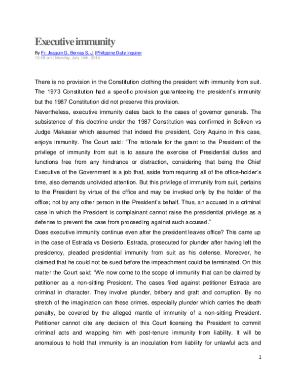(PDF) Executive Immunity
