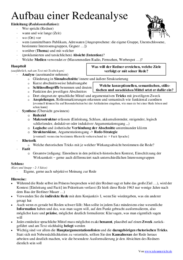 Redeanalyse Beispiel Mit Lösung Pdf (PDF) Aufbaueiner Redeanalyse