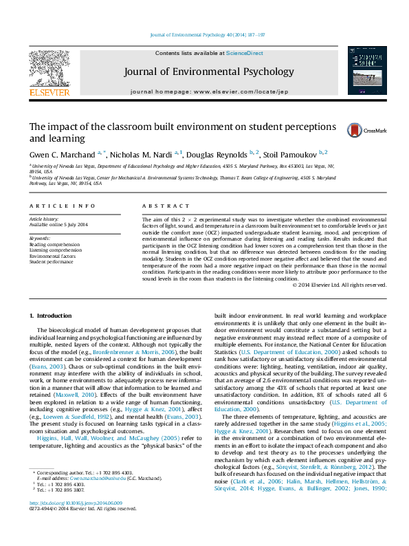 (PDF) The impact of the classroom built environment on student ...