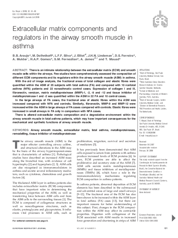(PDF) Extracellular matrix components and regulators in the airway ...