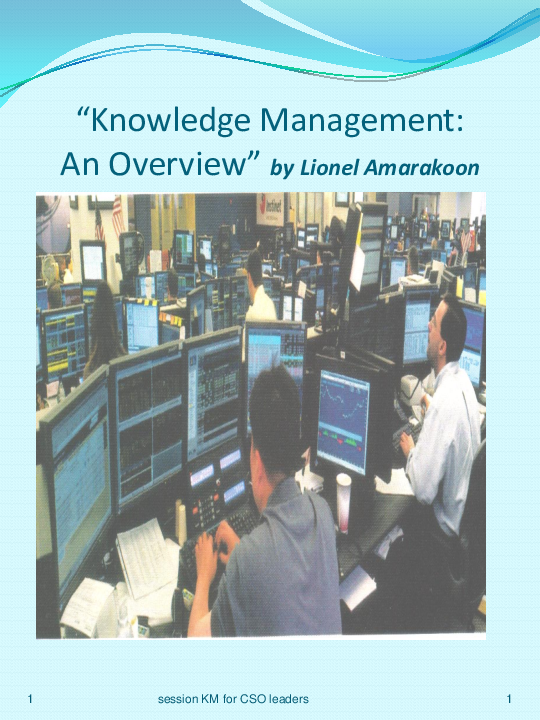 (PPT) Knowledge Management (KM): An Overview PPTs by Lionel Amarakoon ...
