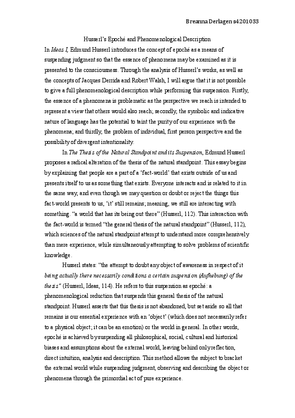 (DOC) Husserl’s Epoché and Phenomenological Description