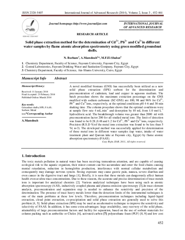  pdf solid phase extraction method for the determination of cd 2 pb