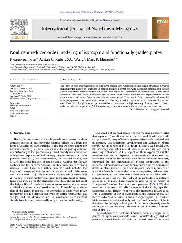 (PDF) Nonlinear reduced order modeling of isotropic and functionally ...