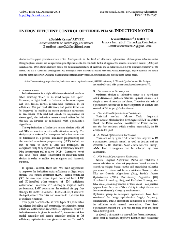 (PDF) ENERGY EFFICIENT CONTROL OF THREE-PHASE INDUCTION MOTOR