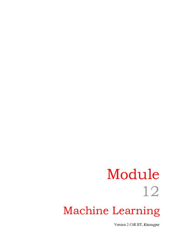 (PDF) Module 12 Machine Learning