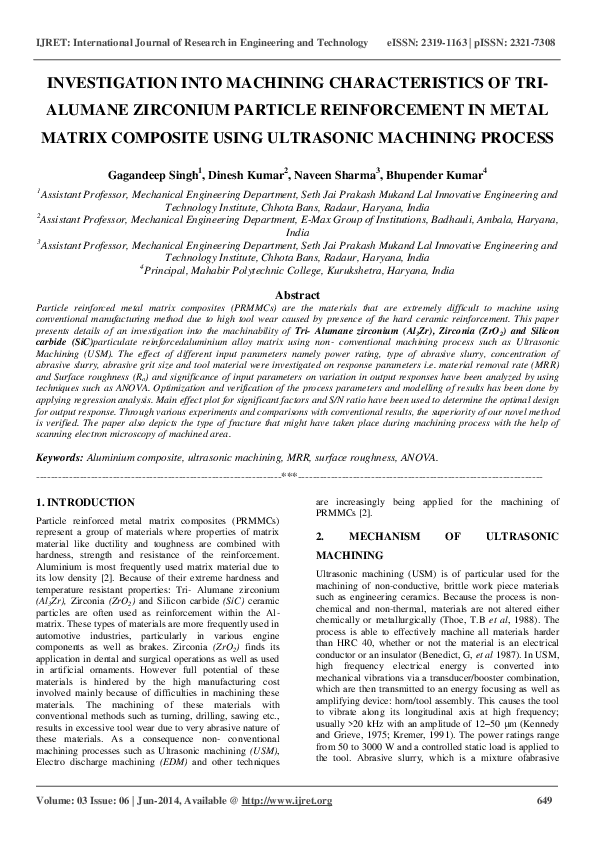 (PDF) INVESTIGATION INTO MACHINING CHARACTERISTICS OF TRI ALUMANE