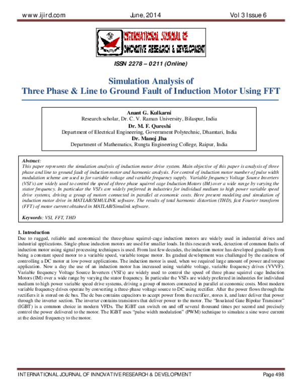 (PDF) Simulation Analysis of Three Phase & Line to Ground Fault of ...