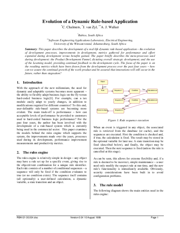 (PDF) Evolution of a Dynamic Rule-based Application